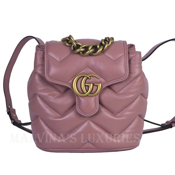 GUCCI BAG 777253 GG MARMONT LOGO BACKPACK PINK QUILTED LEATHER main image 9